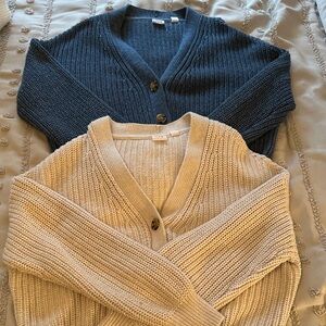 GAP Kids V-Neck Cardigan Set - Blue and Cream